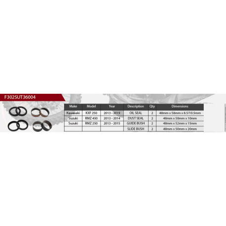 Showa, opravná sada přední vidlice, Kawasaki KXF 250 '13-'19, Suzuki RMZ 450 '13-'14, RMZ 250 '13-'15,
