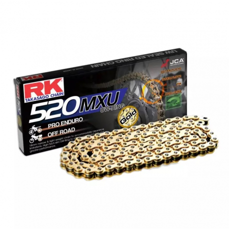 RK ŁAŃCUCH NAPĘDOWY (ENDURO) GB520MXU-120 (UW-RING) ZAKUWKA (CLF) W ZESTAWIE KOLOR ZŁOTY (POJEMNOŚĆ: DO 500 CCM) (35,6 KN)