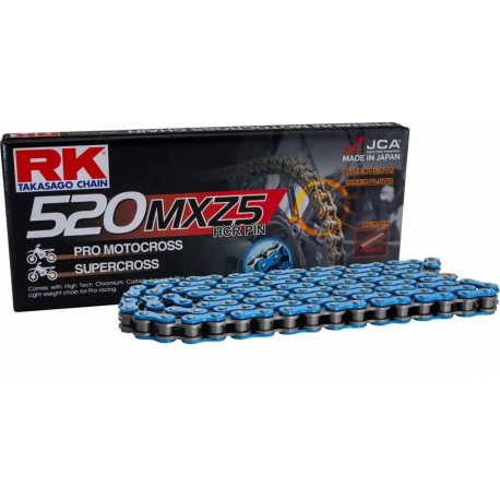 RK ŁAŃCUCH NAPĘDOWY (MOTOCROSS) 520MXZ5-120 ZAPINKA (CL) W ZESTAWIE KOLOR NIEBIESKI (POJEMNOŚĆ: DO 500 CCM) (37,8 KN)
