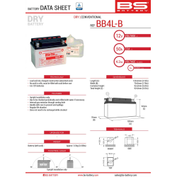BS, akumulátor BB4L-B (YB4L-B) 12V 4AH 121X71X93, olověný (56A) (8) UE2019/1148