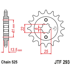 JT 2021/12 ZĘBATKA PRZEDNIA 293 14 HONDA XL 600V '87-'88 (PD06) (29314JT) (ŁAŃC. 525)