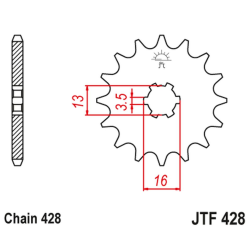 JT 2021/12 ZĘBATKA PRZEDNIA 428 13 SUZUKI DR-Z 50 '19-21'