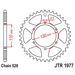 JT 2021/12 ZĘBATKA TYLNA HONDA XR 200 '80-81'