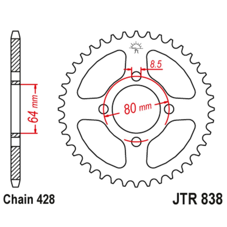 JT 2021/12 ZĘBATKA TYLNA 838 42 KAWASAKI Z 125