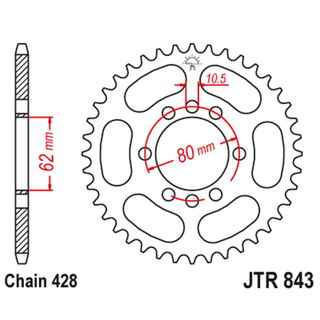 JT 2021/12 ZĘBATKA TYLNA 843 54 YAMAHA DT 80LC '85-'94 (+3
