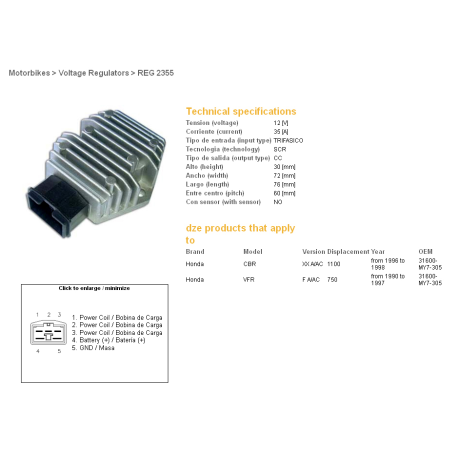 DZE REGULATOR NAPIĘCIA HONDA CBR1100XX 96-98