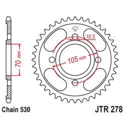 JT 2021/12 ZĘBATKA TYLNA 278 34 HONDA CB 250 '73-77'