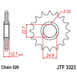 JT 2021/12 ZĘBATKA PRZEDNIA POLARIS 250/300/350/400/425 '89-99' (ŁAŃC. 520) NA ZAMÓWIENIE