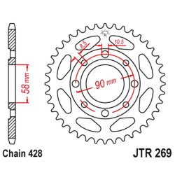 JT 2021/12 ZĘBATKA TYLNA 269 49 HONDA CG 125 '02-'05