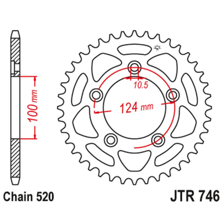JT 2021/12 ZĘBATKA TYLNA 4444 46 DUCATI PANIGALE 899 14-15