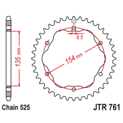 JT 2021/12 ZĘBATKA TYLNA 4522 38 DUCATI MONSTER 1200/S '14-20