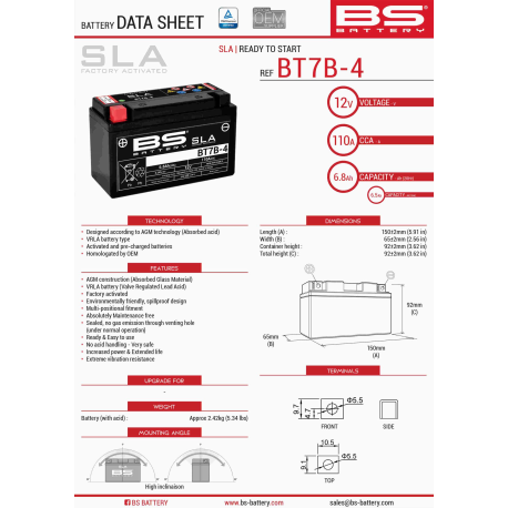 BS AKUMULATOR BT7B-4 (FA) (YT7B4) 12V 6