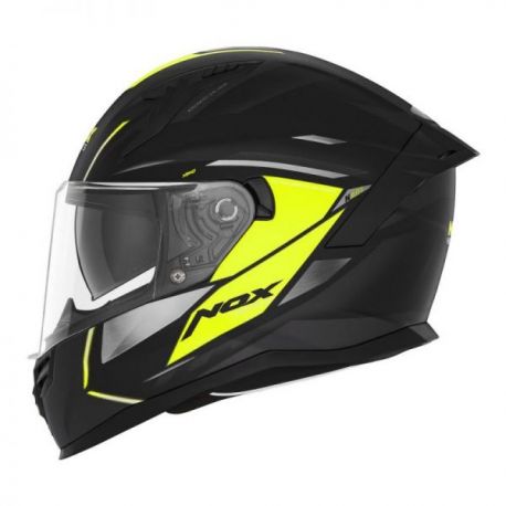 NOX, integrální přilba (se slun. clonou) N401 Xeno, barva černá/žlutá fluo, velikost XXL