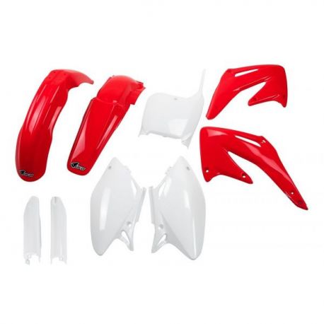 UFO, kompletní sada plastů, Honda CRF 450 R '02-'03, OEM barvy, (červená/bílá)