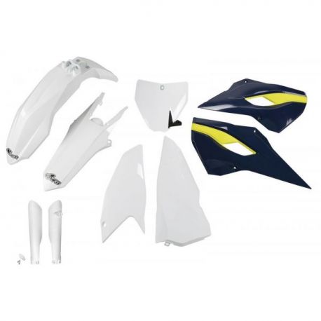 UFO, kompletní sada plastů, Husqvarna TC 250 '16, OEM barvy, (bílá/modrá)