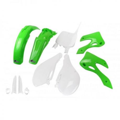 UFO, kompletní sada plastů, Kawasaki KX 125 / 250 '99-'02, OEM barvy, (zelená/bílá)