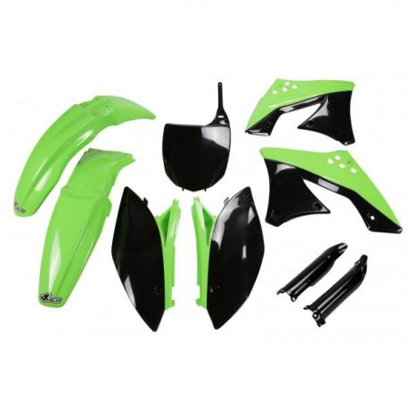UFO, kompletní sada plastů, Kawasaki KXF 250 '09- '12, OEM barvy, (zelená/černá)