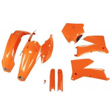 UFO, kompletní sada plastů, KTM SX '05-'06, EXC '05-'07 oranžová barva (KT503E127