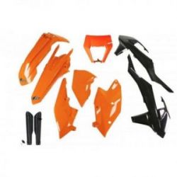 UFO, kompletní sada plastů, KTM EXC/EXC-F TPI '17-'19, s rámečkem světla,, OEM barvy