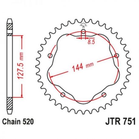 JT, rozeta 4320M 44 ALUMINIOWA RACELITE DUCATI MONSTER 800 S2R '05-'07, HYPERMOTARD 950 '19-'23, BIPOSTO 748/S '95-'03 (ŁA