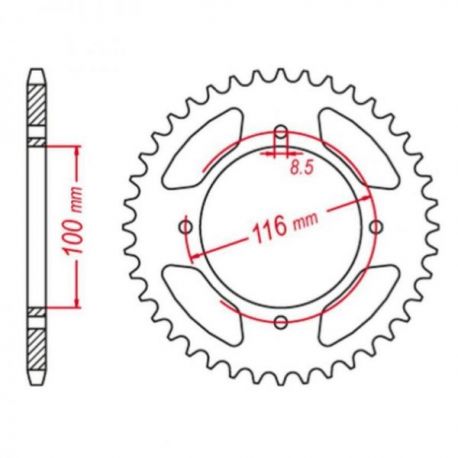 Grosskopf, rozeta ALU 467 50 Kawasaki KX 80 '98-'99, KX 85 '01-'20 (JTR461.50), černá barva,