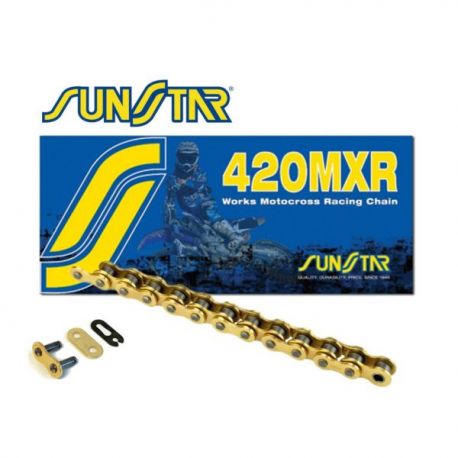 Sunstar, řetěz 420MXR-130G (420NZ3) MOTOCROSS DO 150 CCM (zlatý) (22,2KN)