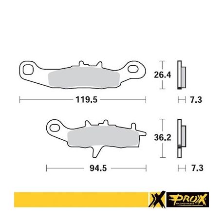 Prox, brzdové desky KH258 / KH349 Kawasaki KX 80/85/100 '97-20, Suzuki RM 85 '05-20, přední, Kawasaki KFX 450R 08-14, KVF 650 BR