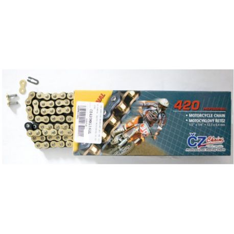 ČZ, řetěz 420 MX (130 článků) zlatý (MOTOCROSS DO 85 CCM) (22,0 KN)