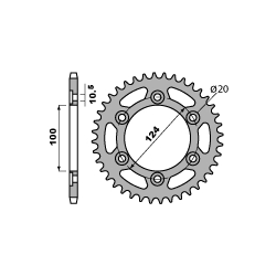 PBR, rozeta 1027 45 C45 Ducati MONSTER 696 08-14 (JTR735.45) (řetěz 520)