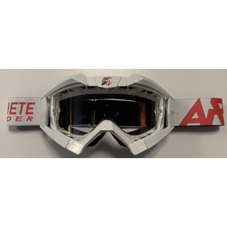 Ariete, MX brýle Riding Crows Basic, barva bílá/stříbrná/červená, sklo Anti Fog, Anti Scratch, UV, Roll-Off Ready, pěna 2 vrstvy