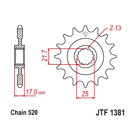 JT, přední řetězové kolečko, 2042 16, s gumovou výplní, Honda CB 500F/X '13-'15, CBR 500R '13-'15, NC 700 '12-'14, CT/CTX 700 14