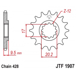 JT, přední řetězové kolečko, 2084 14 KTM SX 85 04-17 (+1) (JTF1907.14)* (řetěz 428)