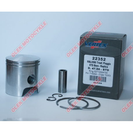 Vertex, pístní sada Malossi (Piaggio, Gilera) (47,40mm +0,40) čep 12mm (kroužky 52712004740 X 2)