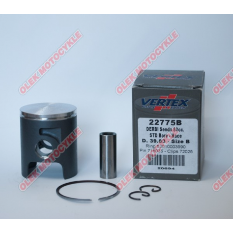 Vertex, pístní sada Derbi, (kroužky 53010003990 X 1 ks.) (39,82mm) čep 12mm