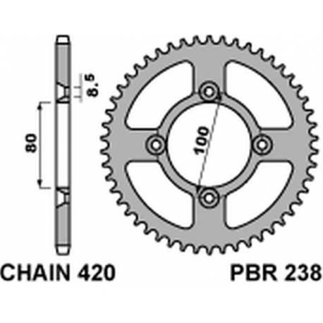 PBR, rozeta 238 46 C45 Honda CRF 80F 04-13 (řetěz420) (JTR1214.46)