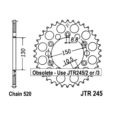 JT, rozeta 270 52 Yamaha YZ/YZF/WRF '99-'18 (JTR245/2.52)* (řetěz 520)