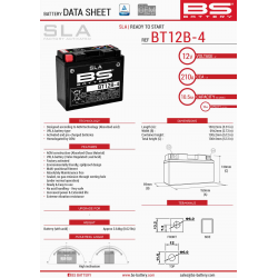BS, akumulátor BT12B-4 (FA) (YT12B-4) 151X70X130 12V 10AH, bezúdržbový - naplněný (175A) (4)