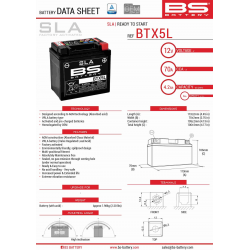BS, akumulátor BTX5L (FA) (YTX5L-BS) 12V 4AH 114X71X106, bezúdržbový - naplněný (70A) (8)