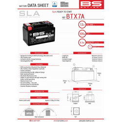 BS, akumulátor BTX7A (FA) (YTX7A-BS) 12V 6AH 152X88X94, bezúdržbový - naplněný (90A) (6)