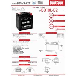 BS, akumulátor BB10L-B2 (FA) (YB10L-B2,YB10L-A2) 12V 11AH 136X91X146, bezúdržbový - naplněný (160A) (4) - nahrazuje 300834