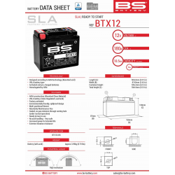 BS, akumulátor BTX12 (FA) (YTX12-BS) 12V 10AH 152X88X131, bezúdržbový - naplněný (180A) (4)