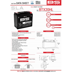 BS, akumulátor BTX20HL (FA) (YTX20HL-BS) 12V 18AH 175X87X155, bezúdržbový - naplněný (270A) (4)
