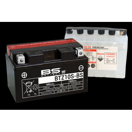 BS, akumulátor BTZ10S-BS (YTZ10S, YTZ10S-BS) 12V 8,6AH 150X86X95, bezúdržbový - elektrolyt samostatně (190A) (4) UE2019/1148
