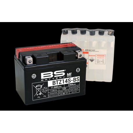BS, akumulátor BTZ14S-BS (YTZ14S, YTZ14S-BS) 12V 11,2AH 150X86X110, bezúdržbový - elektrolyt samostatně (230A) (4) UE2019/1148