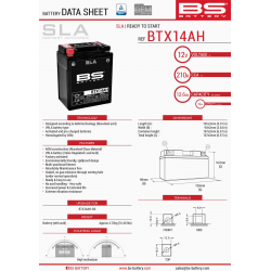 BS, akumulátor BTX14AH (FA) (YTX14AH-BS) 12V 12AH 135X90X167, bezúdržbový - naplněný (210A) (4)