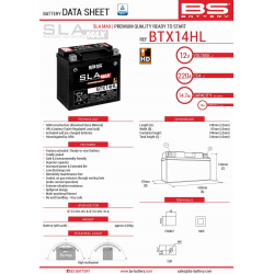 BS, akumulátor BTX14HL MAX (FA) (YTX14L-BS) 12V 14AH 149X87X144, bezúdržbový - naplněný (zvýšený startovací proud) (220A) (4)