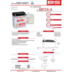BS, akumulátor BB12A-A (YB12A-A) 12V 12AH 134X81X160, olověný (155A) (4) UE2019/1148