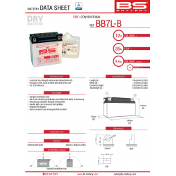 BS, akumulátor BB7L-B (YB7L-B) (12N7-3B) 12V 8AH 135X75X133, olověný (85A) (6) UE2019/1148