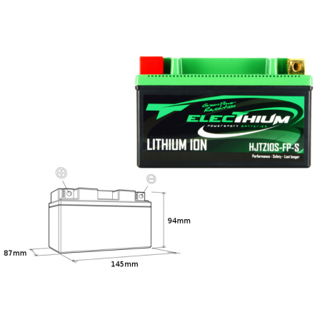 Electhium, akumulátor Lithium-Iontový, s ukazatelem nabití HJTZ10S-FP-S (145X87X94) (YTZ10S) (hmotnost 0,9KG)