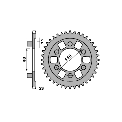 PBR, rozeta 3553 36 C45 Aprilia AF1 125 87-92 (řetěz 520) (JTR19.36)